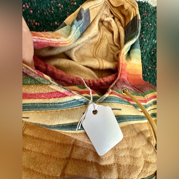 ‼️RARE‼️🎸AVIATOR NATION🎸🔥NWT🔥Serape Ninja Pullover Hoodie in Light Khaki—S - Picture 6 of 16